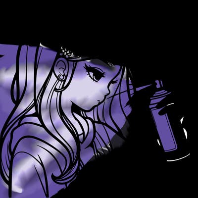 a realistic girl spray painting