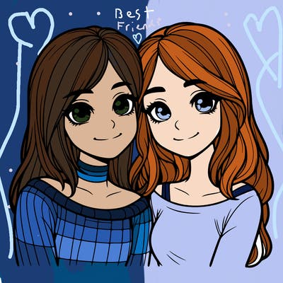 two girl friends realistic