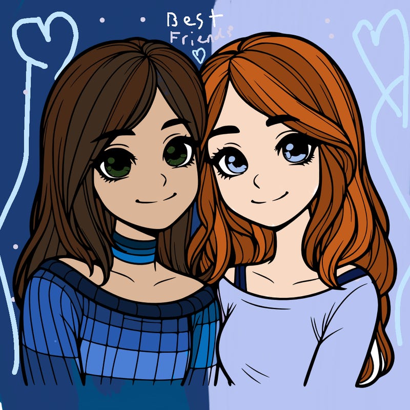 two girl friends realistic