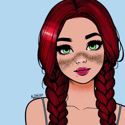 realistic girl with braids