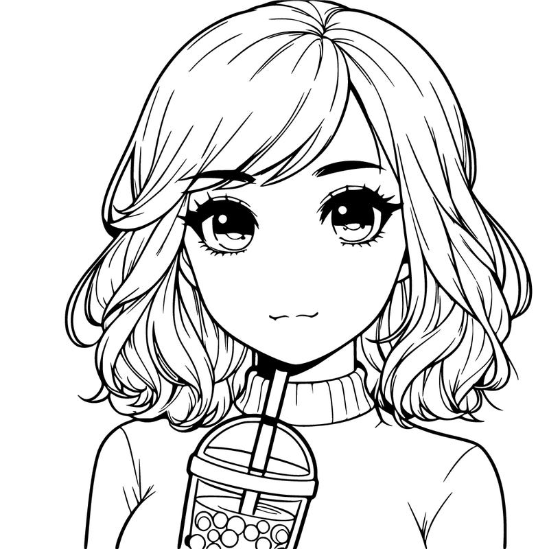 a realistic girl that has a boba