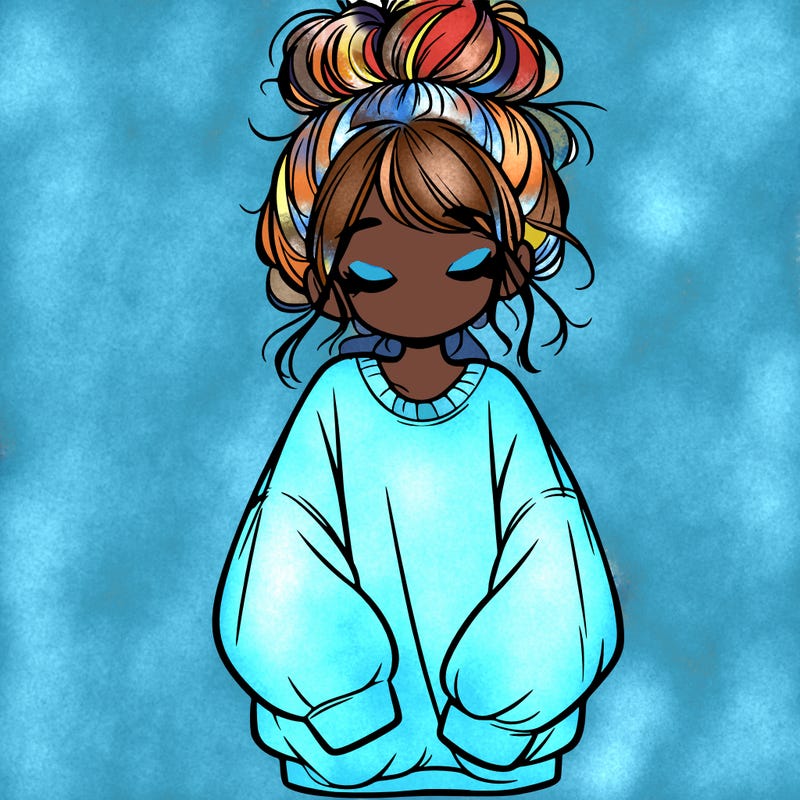 girl with baggy sweatshirt and messy bun
