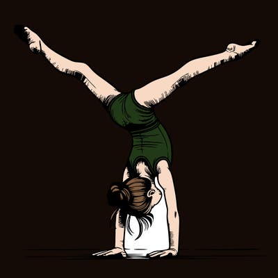 realistic gymnastic hand stand girl in four splits
