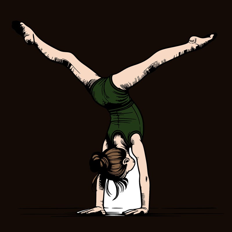 realistic gymnastic hand stand girl in four splits