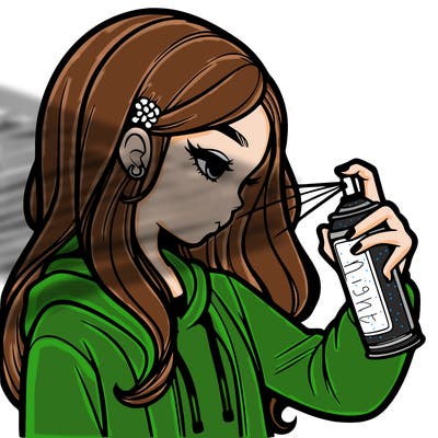 a realistic girl spray painting