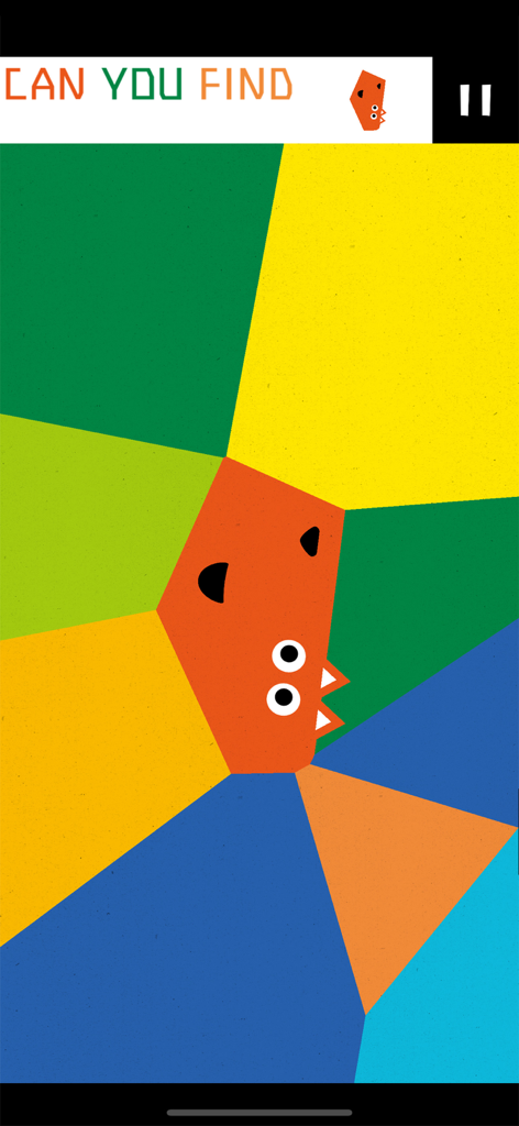 KAKU² - Funny Shape Play - A colorful geometric shape puzzle screen from the Find Me mode of KAKU2.