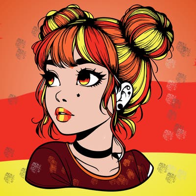 realistic girl with spacebuns