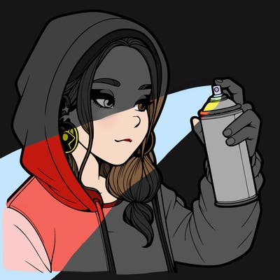 a realistic girl, spray painting