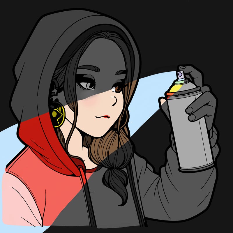 a realistic girl, spray painting