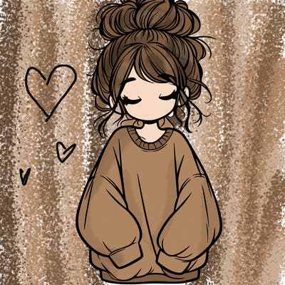 girl with baggy sweatshirt and messy bun