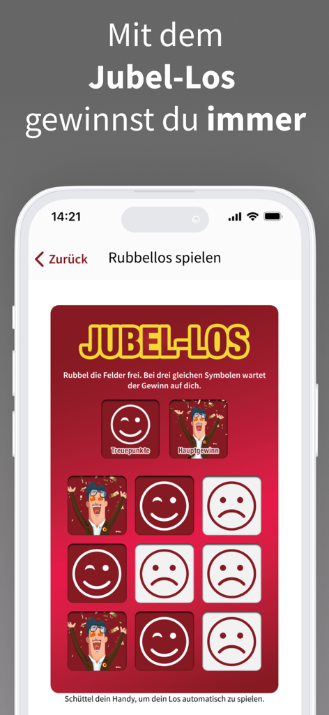 POCO I Möbel, Deko & Prospekte - A smartphone screen displaying a digital scratch card game within the POCO furniture app for earning loyalty points.
