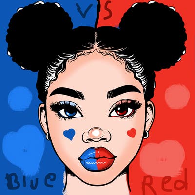 realistic black woman with two buns