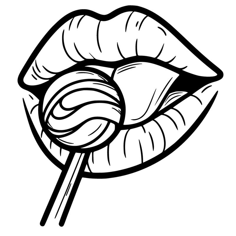 lips with a  lollipop