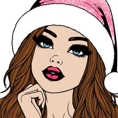 realistic christmas girl with lips