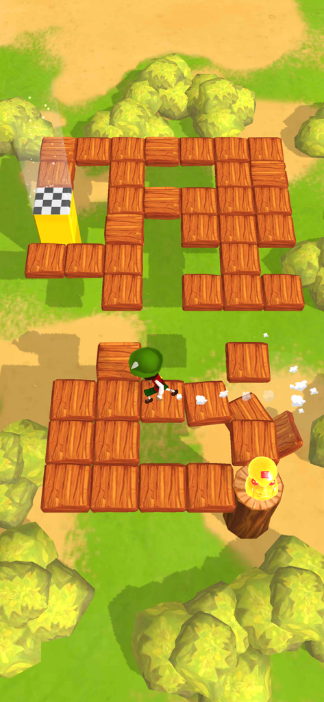 Angelo Labyrinth - Angelo navigating a wooden path puzzle in the Angelo Labyrinth mobile game
