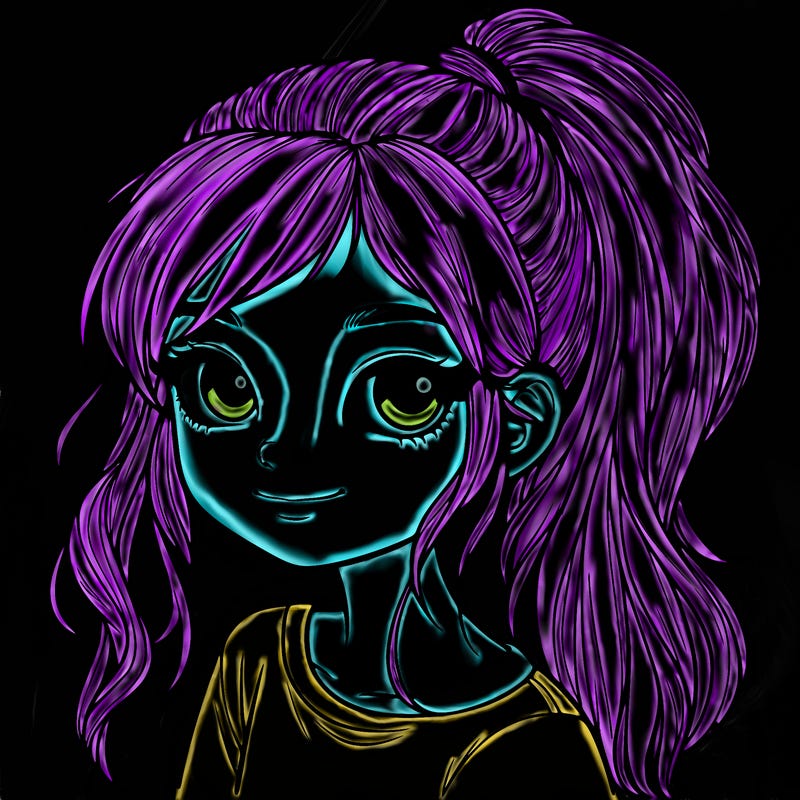realistic girl with ponytail