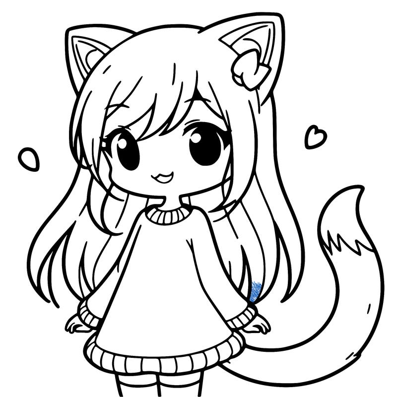girl with cat ears and tail