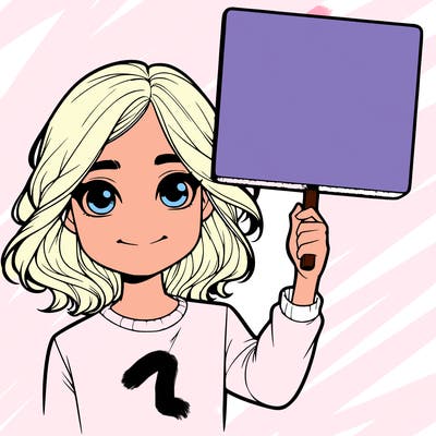 realistic girl holding up a sign