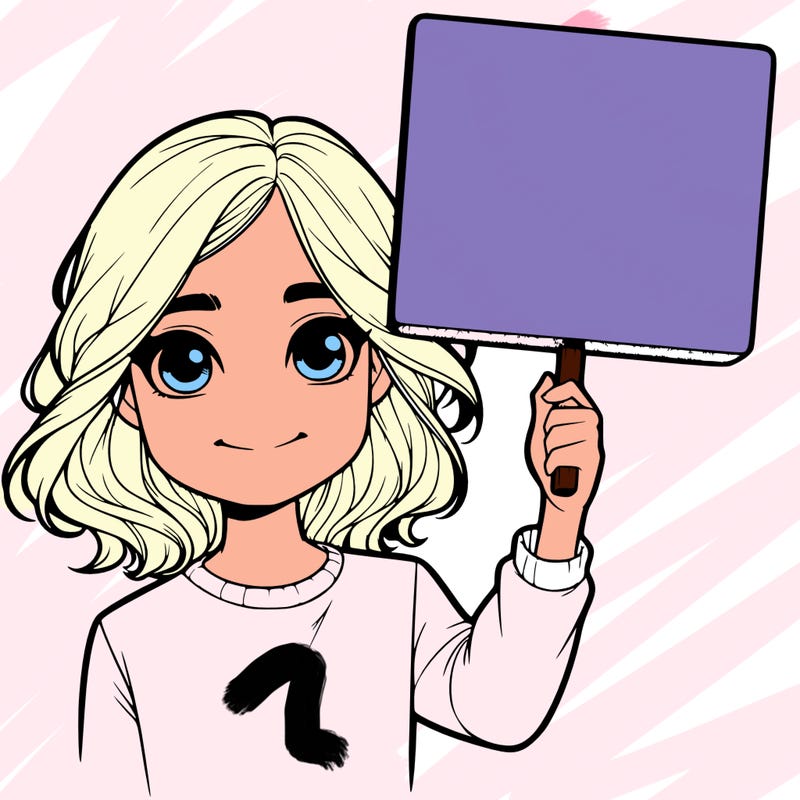 realistic girl holding up a sign