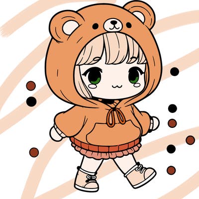 cute girl with a bear hoodie