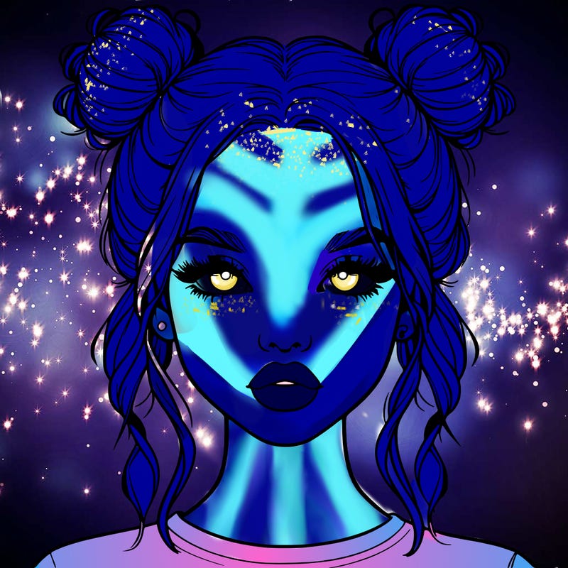 realistic girl with two buns in hair and lips