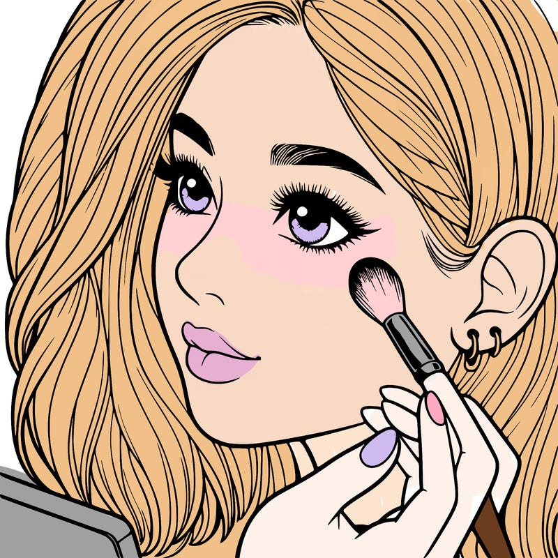 a realistic girl doing her makeup