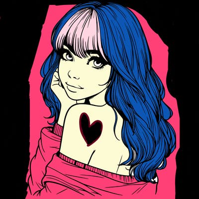 realistic girl with bangs looking over her shoulder