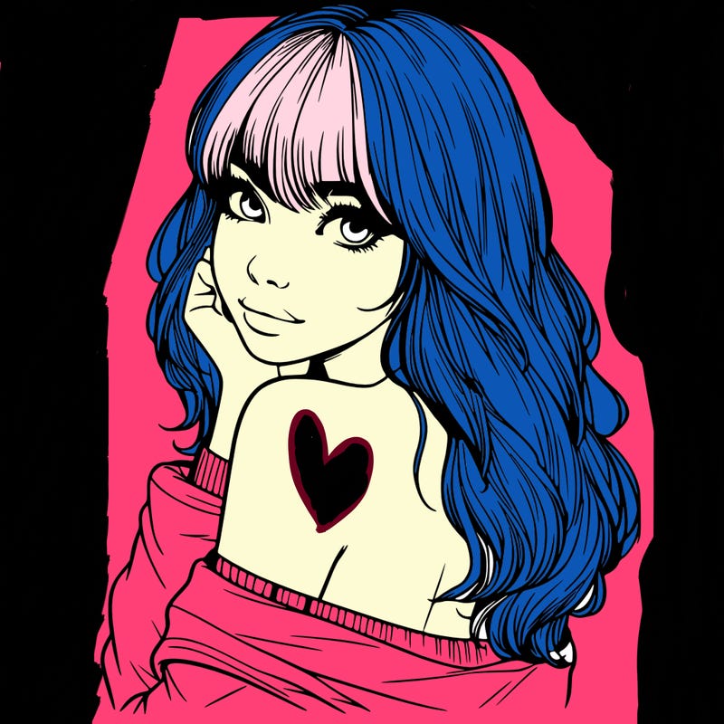 realistic girl with bangs looking over her shoulder