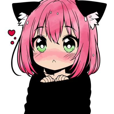 shy anime catgirl
