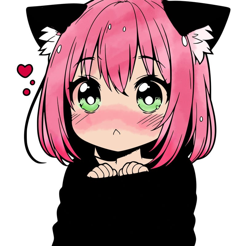 shy anime catgirl