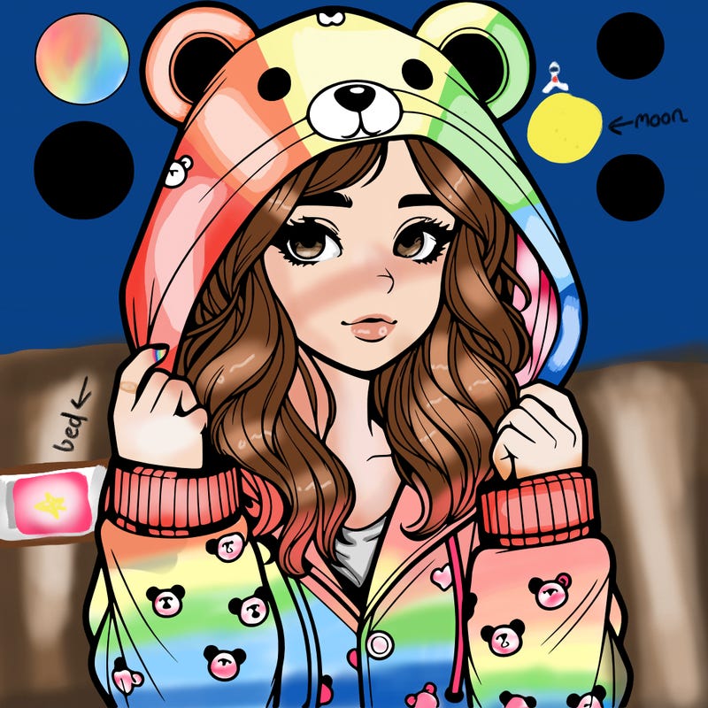 realistic girl in a animal pjs hoodie