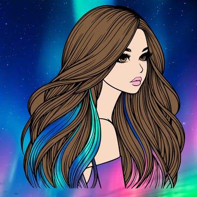 realistic girl with long realistic hair