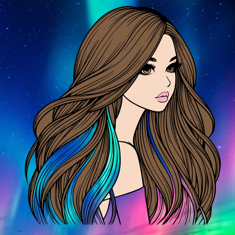 realistic girl with long realistic hair