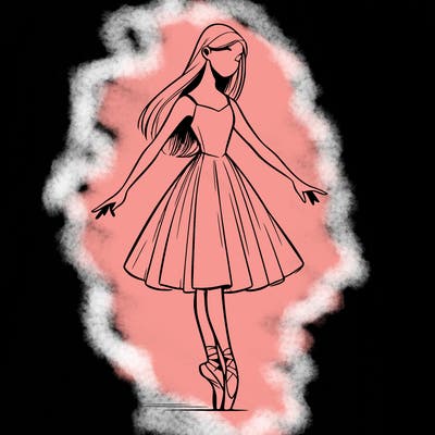 realistic ballerina with straight longish hair on pointe