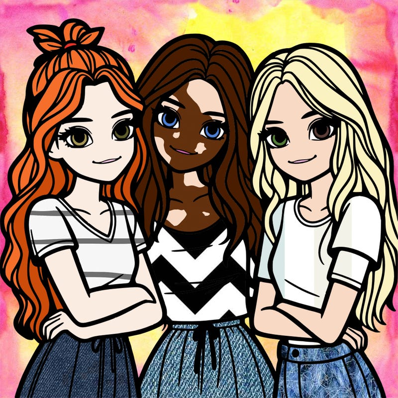 three girls together realistic