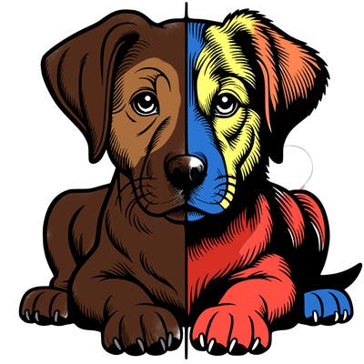 realistic dog split picture