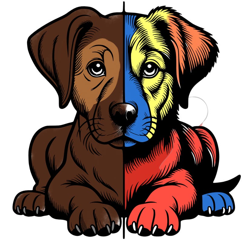 realistic dog split picture