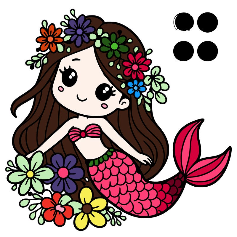 a mermaid with flowers