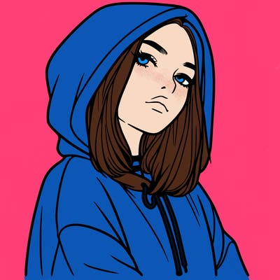 a realistic girl in a hoodie
