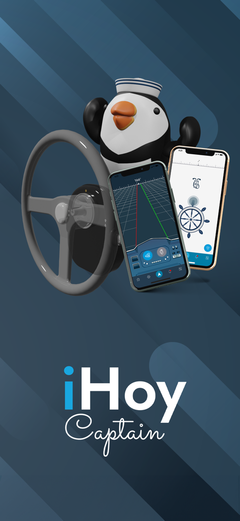 iHoy Captain mobile app showing autopilot and remote boat steering interface