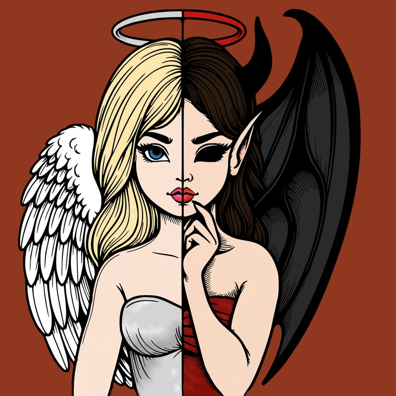 realistic angel half demon