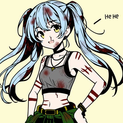 anime girl wearing crop top