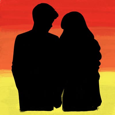 man and woman holding hands realistic