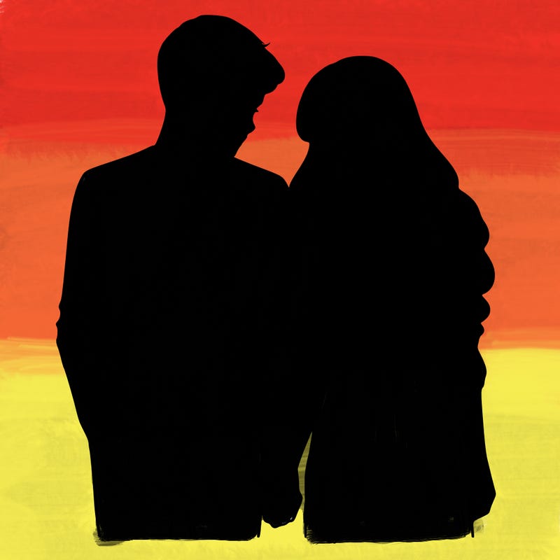 man and woman holding hands realistic