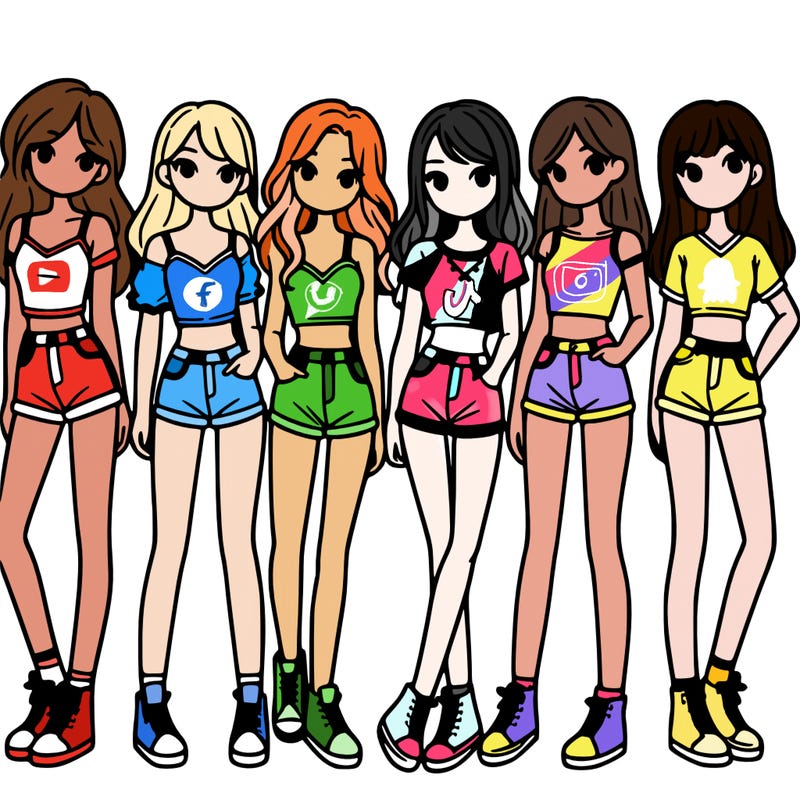 a group of girls wearing crop tops and shorts