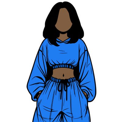 realistic girl faceless with baggy pants and a crop top