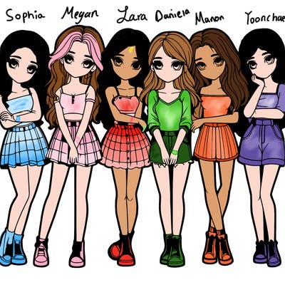 a group of girls realistic