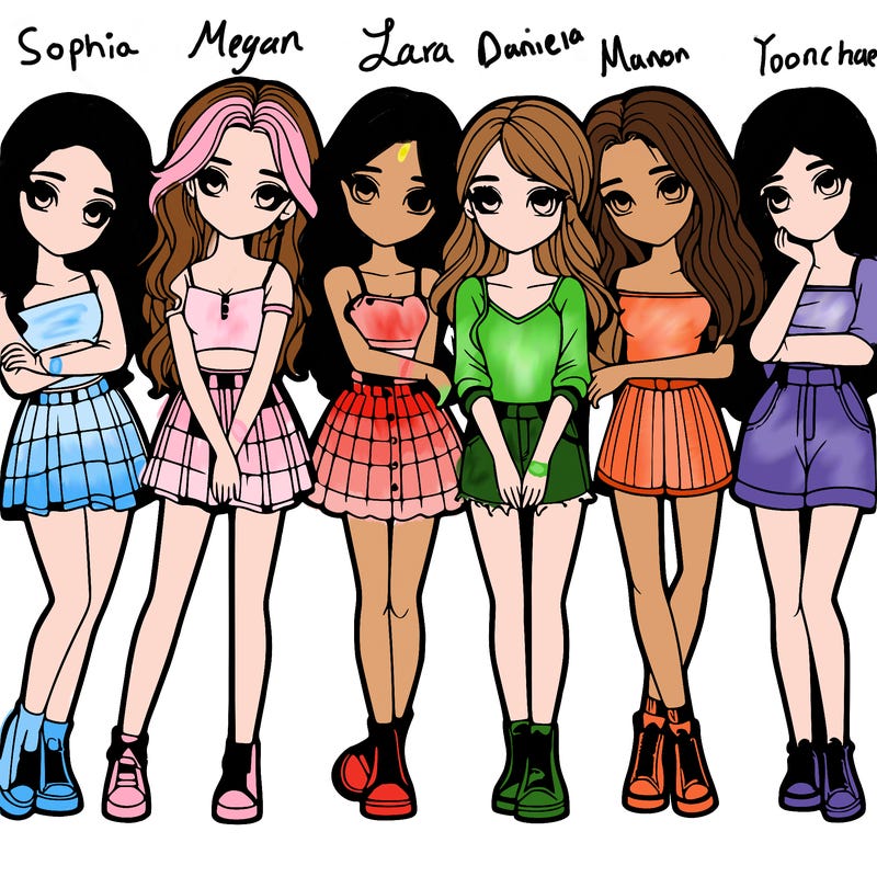 a group of girls realistic