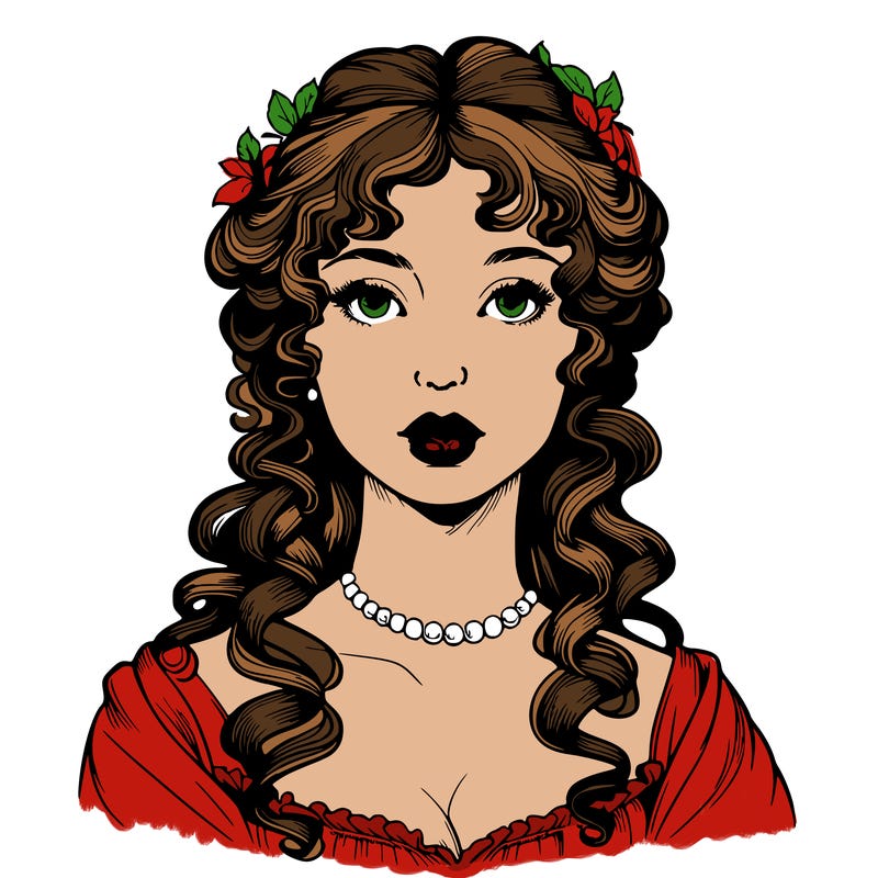 realistic regency era girl with lips