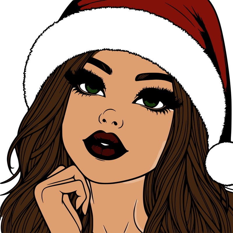 realistic christmas girl with lips